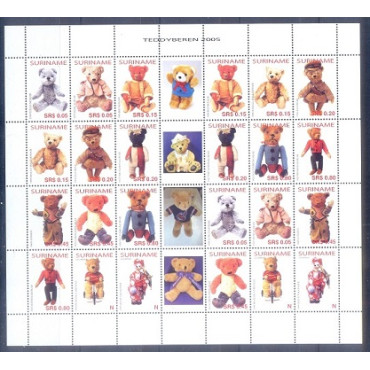 G3- SURINAME 2005. TEDDY BEARS FULL SHEET. ONE BEND.