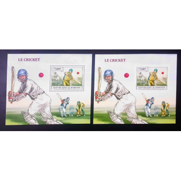 A64- BURUNDI 2013. IMPERF & PERFORATED SHEETS. SPORT CRICKET. ADAM GILCHRIST.