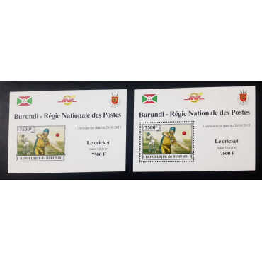 A87- BURUNDI 2013. IMPERF & PERFORATED SHEETS. SPORT CRICKET. ADAM GILCHRIST.