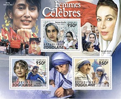 B035- Togo 2011. Famous Women, Benazir Bhutto. Pakistan Related.