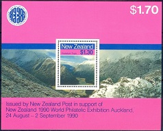 B242- New Zealand 1990 World Philatelic Exhibition Auckland. Mountain.