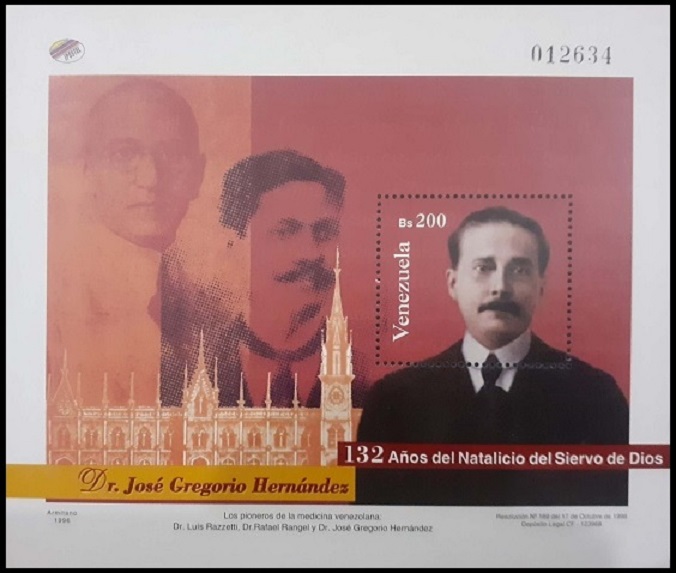 E227- Venezuela. 1996. 132 Anniversary of the Servant of God Jose Gregorio Hernadez Cisnero.