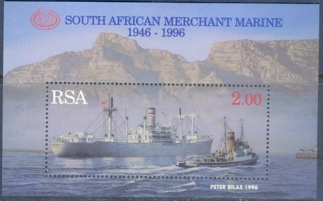 E234- South Africa 1996. 50 Year of South African Merchant Marine. Ship. Mountains.