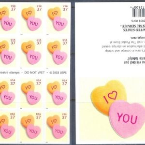 E349- USA United States Self Adhesive Stamps. I Love You. Hart.