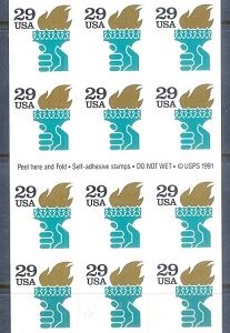 E351- USA United States Self Adhesive Stamps. Liberty.