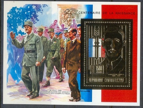 E407- Central Africa Gold 1990 Charles de Gaulle.