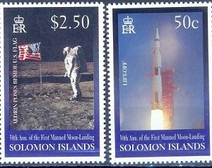 E423- Solomon Islands 1999. 30th Anniversary of First Moon Landing Space.