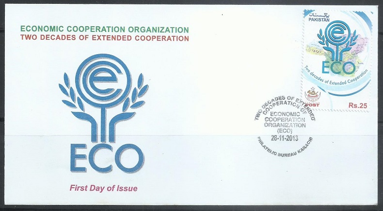 F026- FDC of Pakistan year 2013. ECO. Economic Cooperation Organization Two Decades of Extended Cooperation.